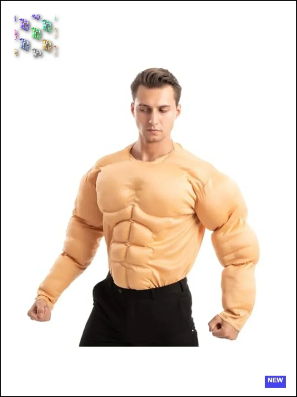 Men's Muscle Suit Halloween Costume Bodybuilder Shirt Cosplay Role Play